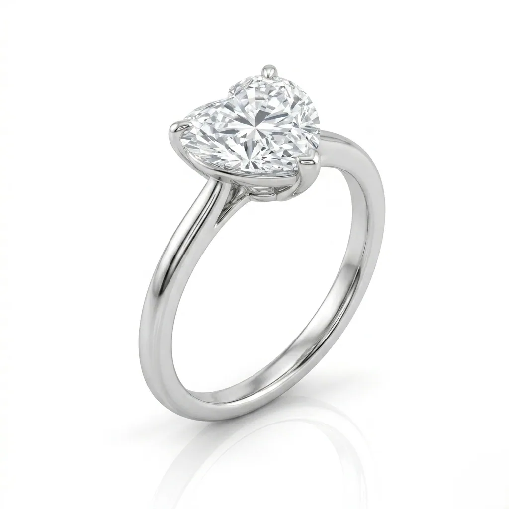 Classic Heart Cut Solitaire Ring - ORNIVAJEWELS lab grown diamond jewellery