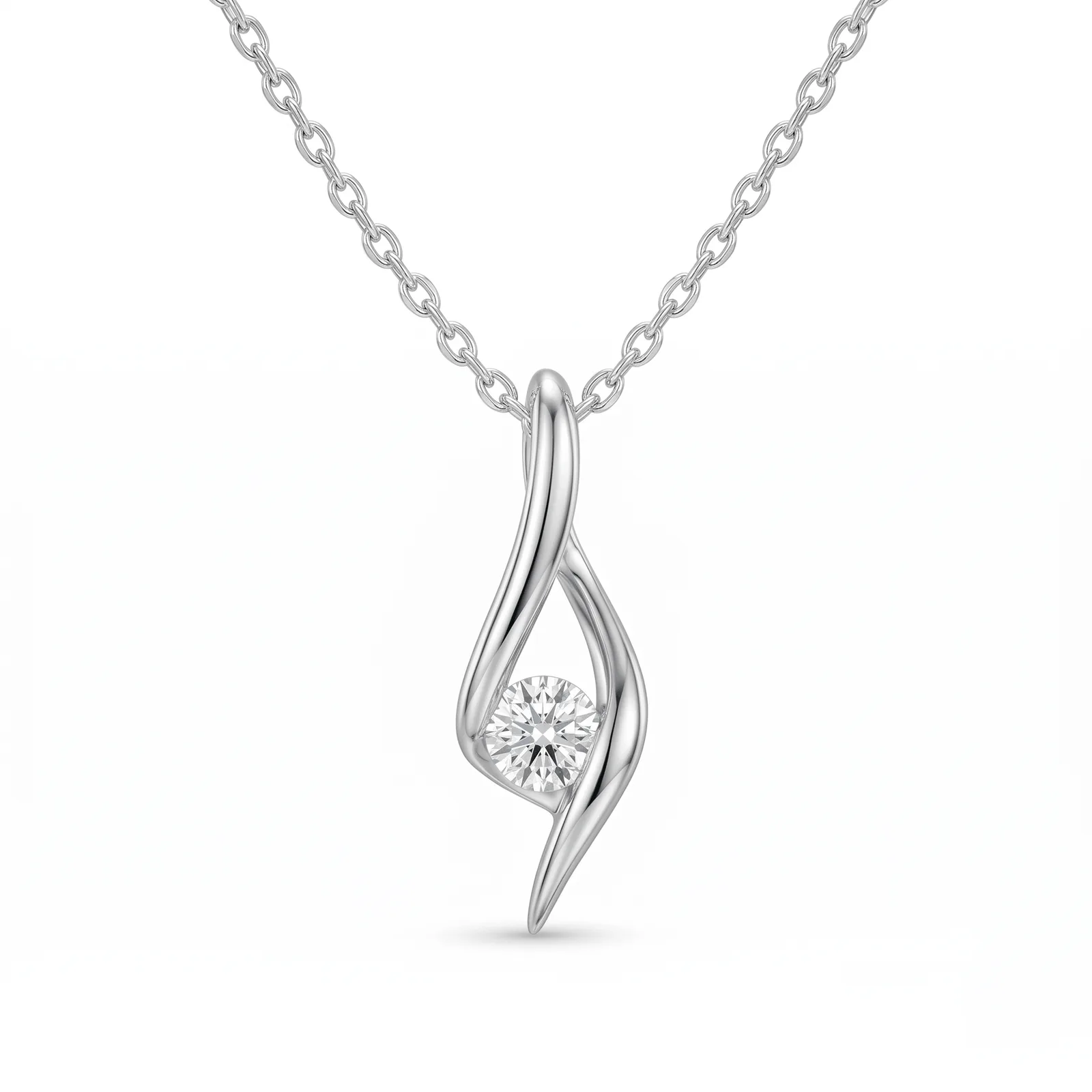 Round Solitaire Twist Pendant - ORNIVAJEWELS lab grown diamond jewellery